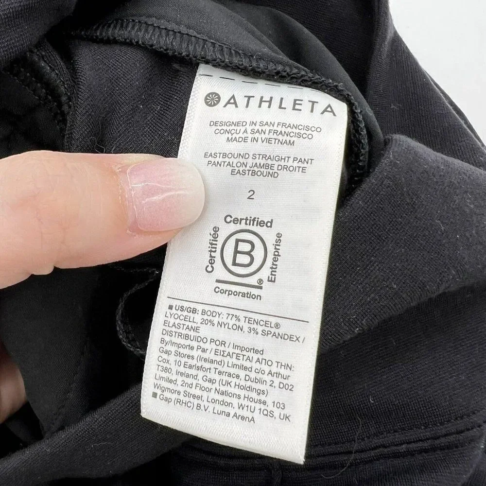 Athleta Eastbound High-Rise Straight Leg Pant Minimalistic Black 2 - Picture 4 of 5